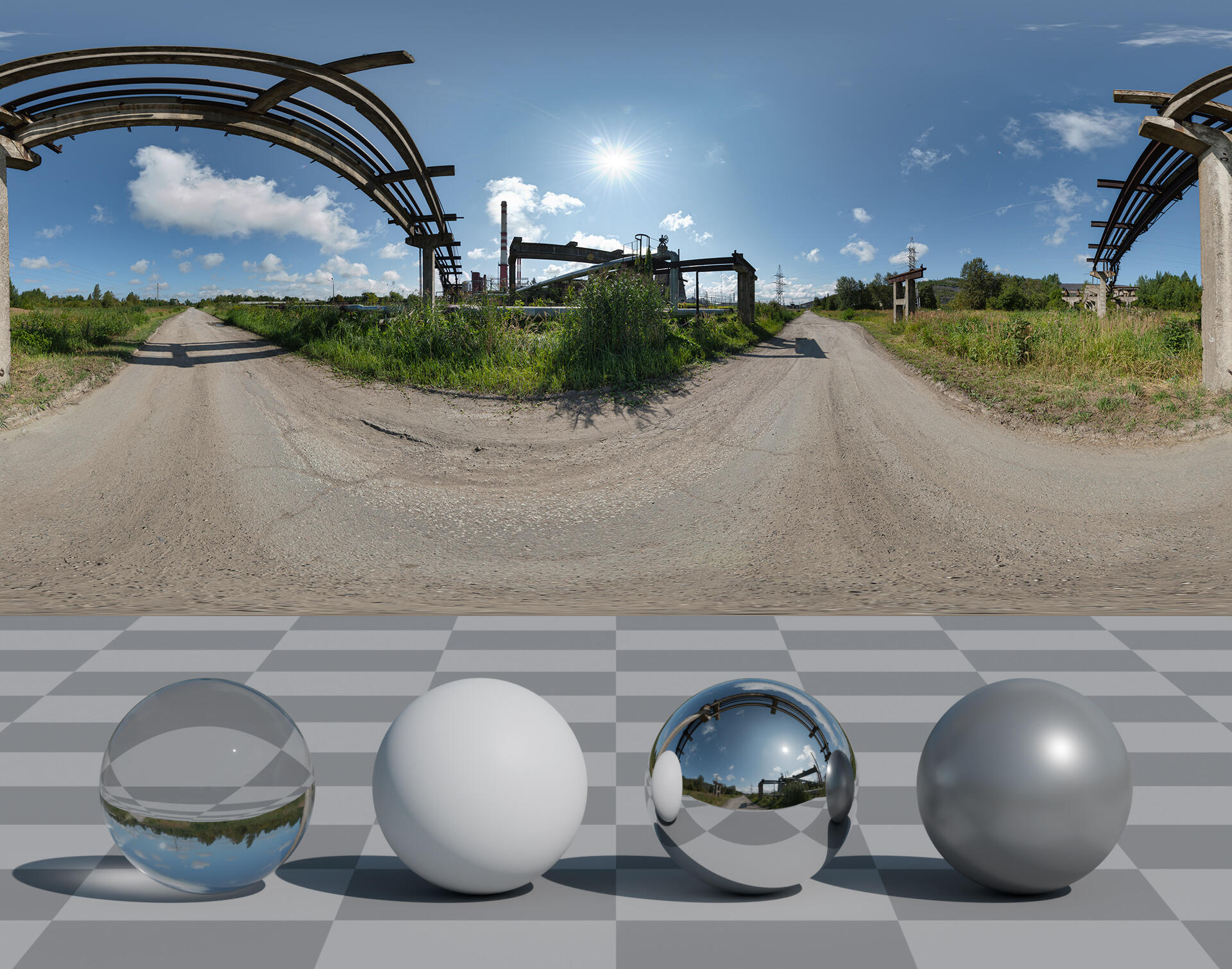 HDRI panorama of an old industrial area.