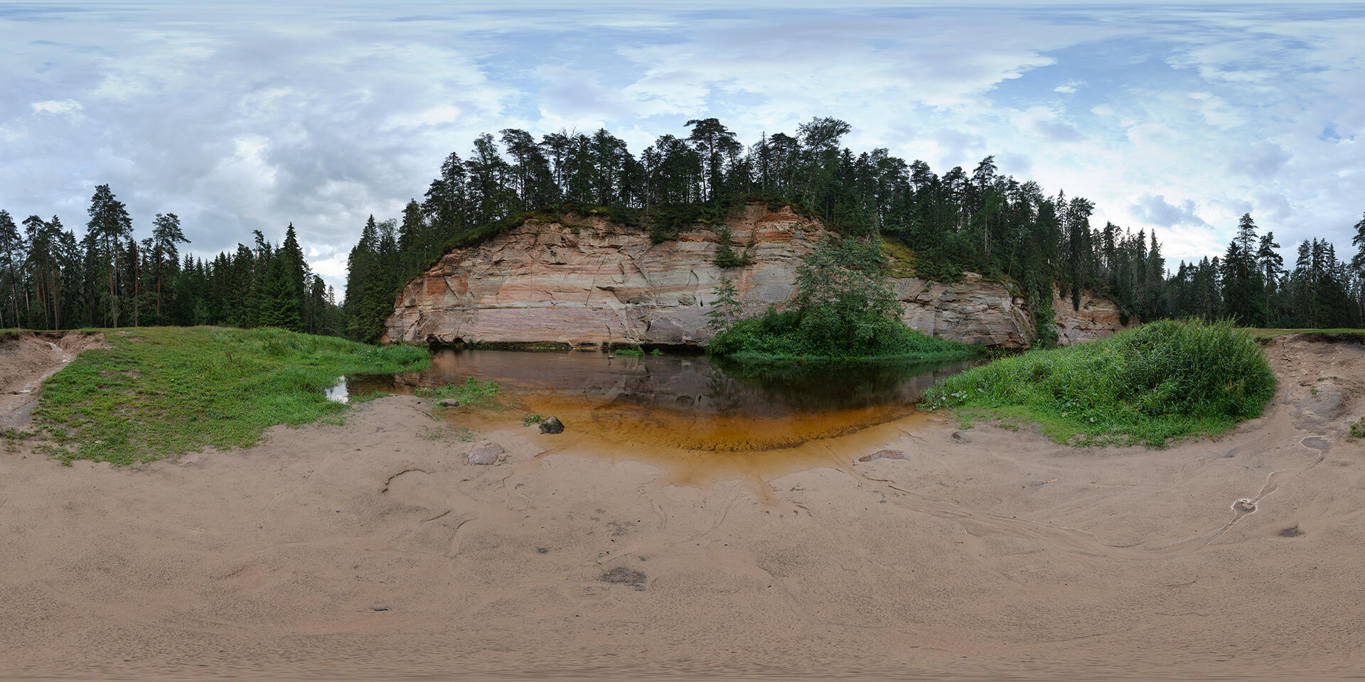 HDRI-panorama-of-a-sandy-river-bank