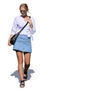 young woman walking on a sunny day