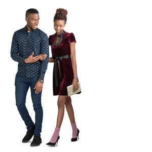 african couple walking arm in arm