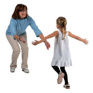 little girl running to her grandmother