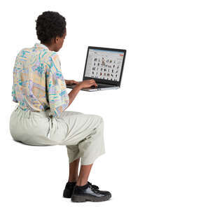 cu out woman sitting at a desk and working with laptop