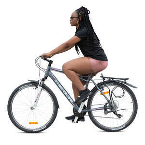 cut out woman riding a mountain bike