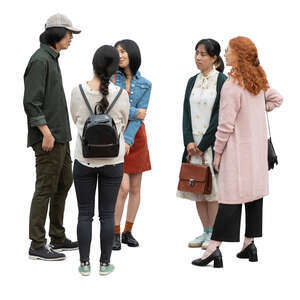 cut out group of young people standing and talking