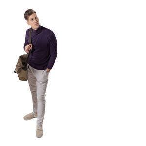 cut out young man standing seen from above