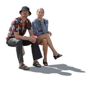 cut out backlit man and woman sitting