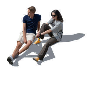cut out man and woman sitting seen from above