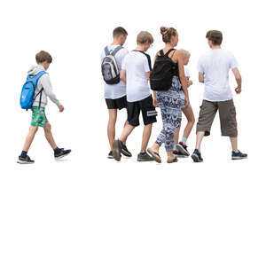 cut out group of teenagers and kids walking