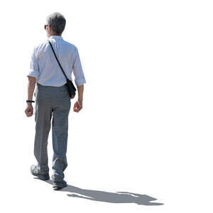 cut out backlit elderly man walking