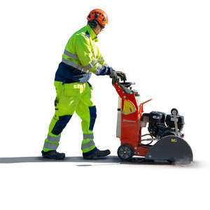 worker cutting tarmac