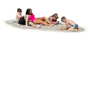 cut out family relaxing on the beach