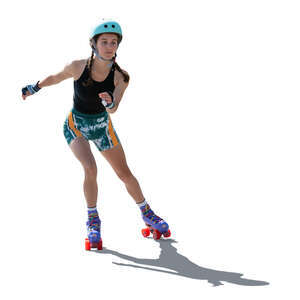 cut out backlit woman rollerskating