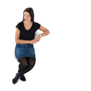 cut out woman sitting seen from above