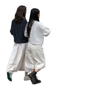 two asian women walking