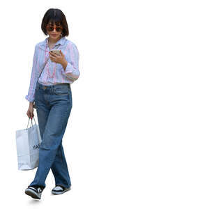 woman with a shopping bag walking