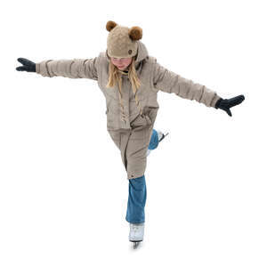 cut out little girl skating in winter