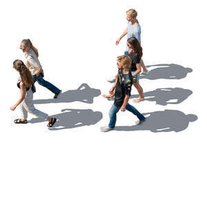 group of young people walking seen from above