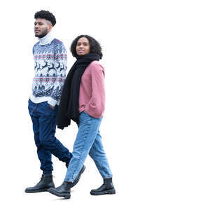 two cut out south american people walking