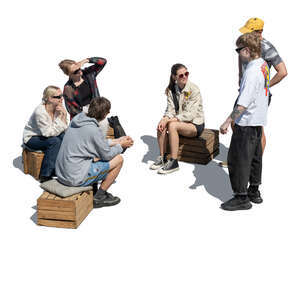 top view of a group of young people hanging outside in the street