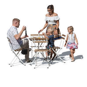 family going to a cafe