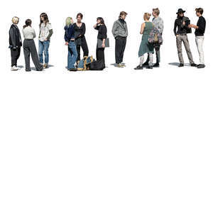 many cut out groups of people standing
