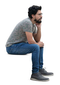 cut out man sitting and thinking