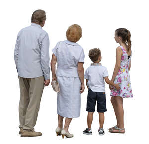 grandparents with grandchildren looking at smth