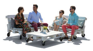 cut out backlit scene of a group of people having a summer party