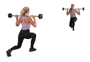 cut out woman doing squats in front of the mirror