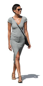 cut out short haired woman walking