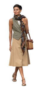 short-haired woman walking