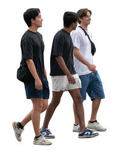 cut out multinational group of friends walking