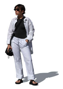 cut out woman in casual summer outfit standing