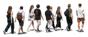 cut out big group of people walking in the street