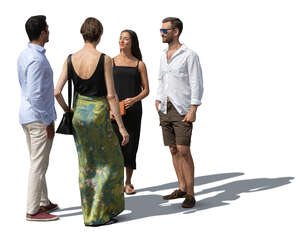 cut out group of four standing and talking