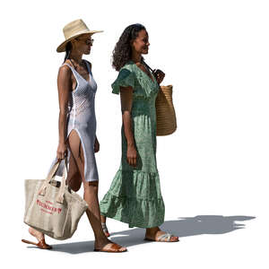 two cut out women going to the beach