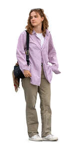 cut out woman in casual outfit standing