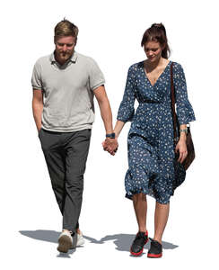 man and woman walking hand in hand