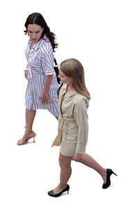 top view of two women walking