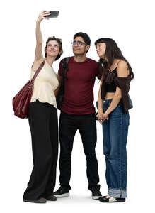 cut out group of friends taking a selfie