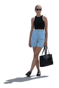 cut out woman standing casually in backlight