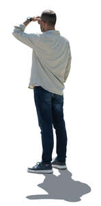 cut out man standing and looking