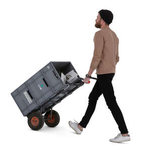 cut out man pushing a pallet truck