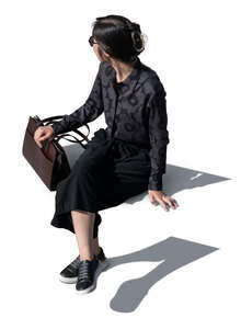 top view of a korean woman sitting