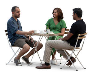 cut out group of people sitting in a scandinavian cafe