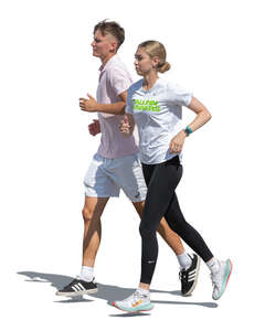 cut out man and woman jogging together
