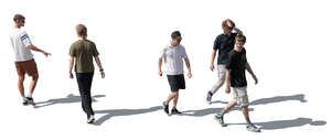 top view of a group of young men walking