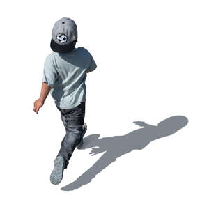 cut out child running seen from above