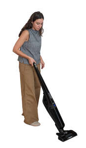 cut out woman vacuuming