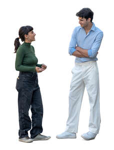 pakistani man and woman standing and talking